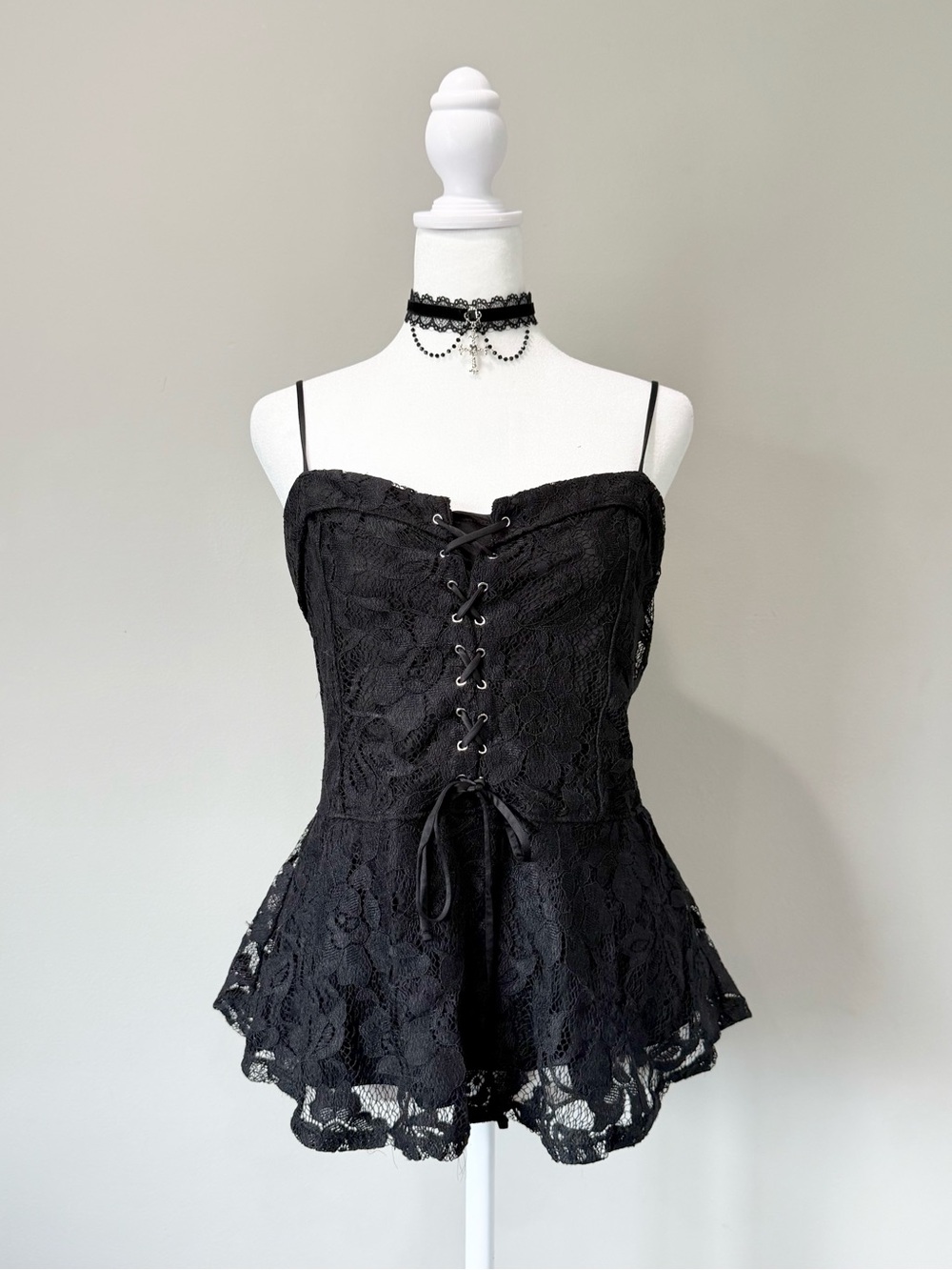 Express Black Corset Peplum Top